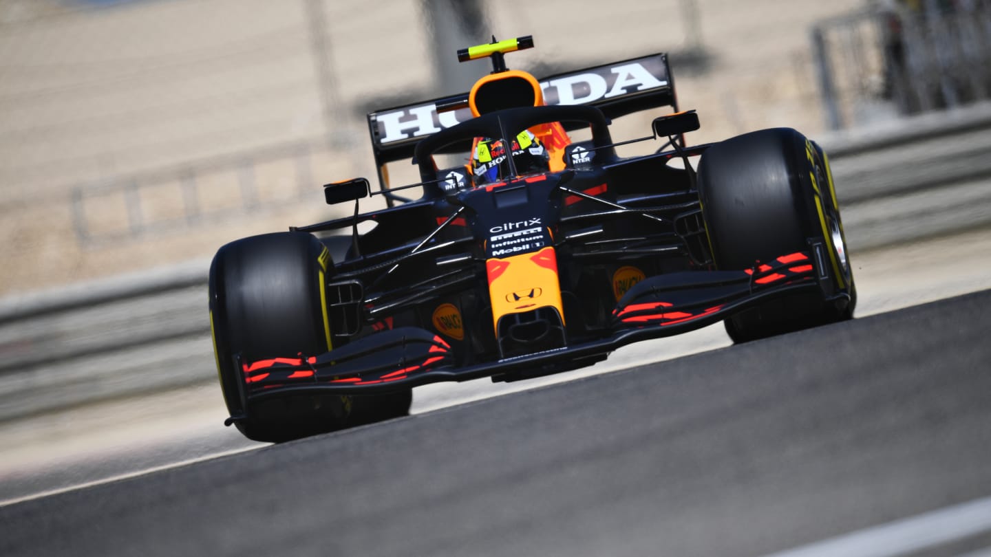 BAHRAIN, BAHRAIN - MARCH 14: Sergio Perez of Mexico driving the (11) Red Bull Racing RB16B Honda