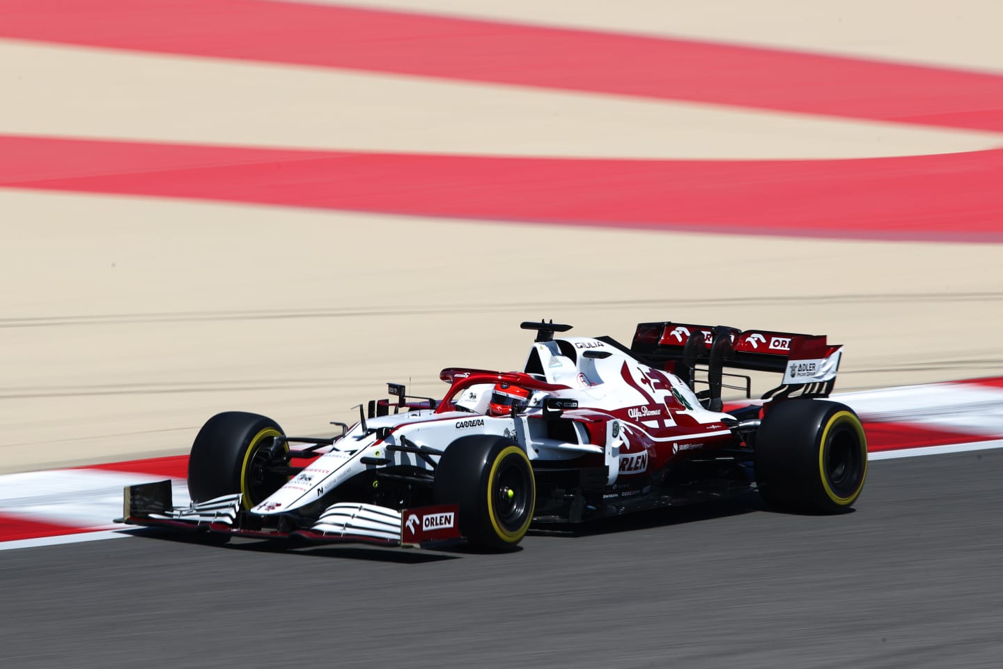 BAHRAIN, BAHRAIN - MARCH 14: Kimi Raikkonen of Finland driving the (7) Alfa Romeo Racing C41
