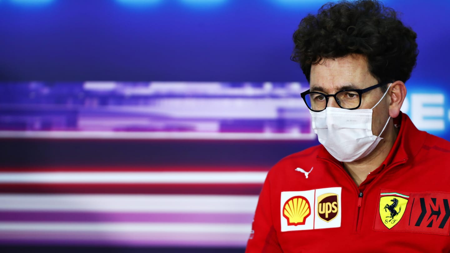 BAHRAIN, BAHRAIN - MARCH 14: Scuderia Ferrari Team Principal Mattia Binotto talks in a press