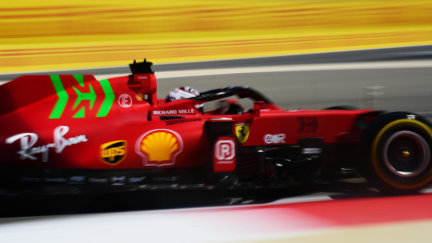 BAHRAIN, BAHRAIN - MARCH 14: Charles Leclerc of Monaco driving the (16) Scuderia Ferrari SF21