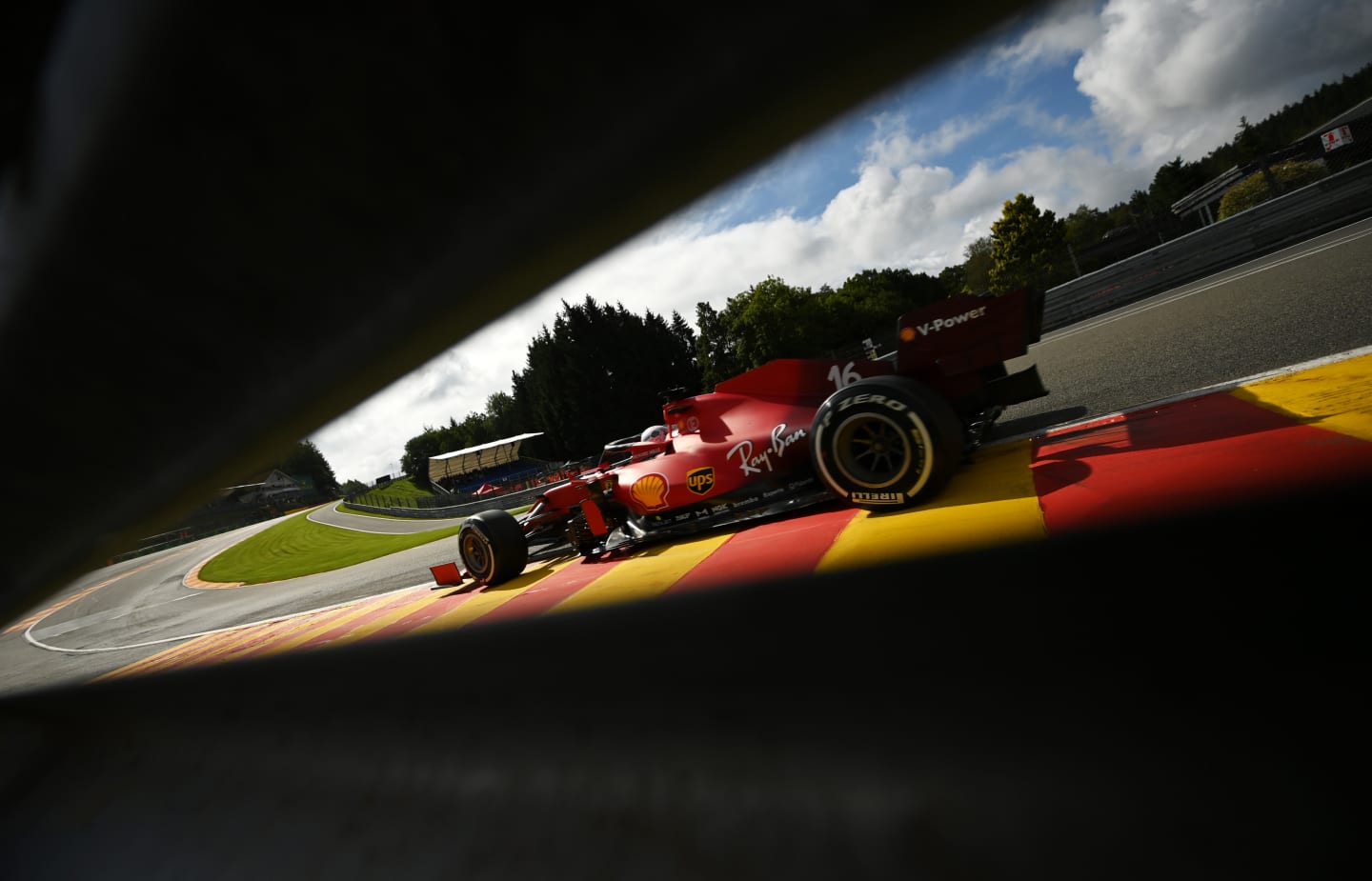 SPA, BELGIUM - AUGUST 27: Charles Leclerc of Monaco driving the (16) Scuderia Ferrari SF21 during
