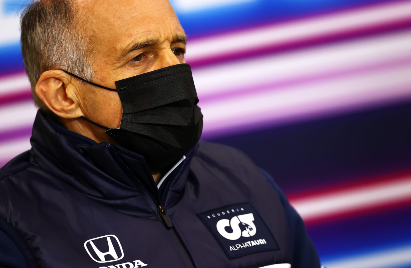 SPA, BELGIUM - AUGUST 27: Scuderia AlphaTauri Team Principal Franz Tost talks in the Team Principals Press Conference during practice ahead of the F1 Grand Prix of Belgium at Circuit de Spa-Francorchamps on August 27, 2021 in Spa, Belgium. (Photo by Dan Istitene/Getty Images)
