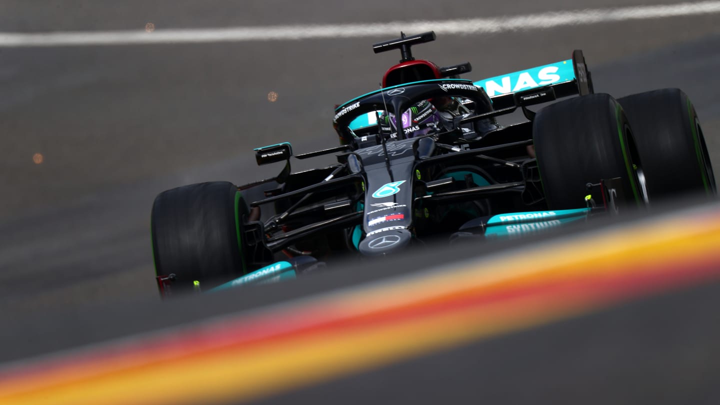 SPA, BELGIUM - AUGUST 28: Lewis Hamilton of Great Britain driving the (44) Mercedes AMG Petronas F1