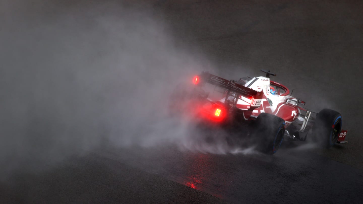 SPA, BELGIUM - AUGUST 28: Kimi Raikkonen of Finland driving the (7) Alfa Romeo Racing C41 Ferrari during qualifying ahead of the F1 Grand Prix of Belgium at Circuit de Spa-Francorchamps on August 28, 2021 in Spa, Belgium. (Photo by Dan Istitene - Formula 1/Formula 1 via Getty Images)