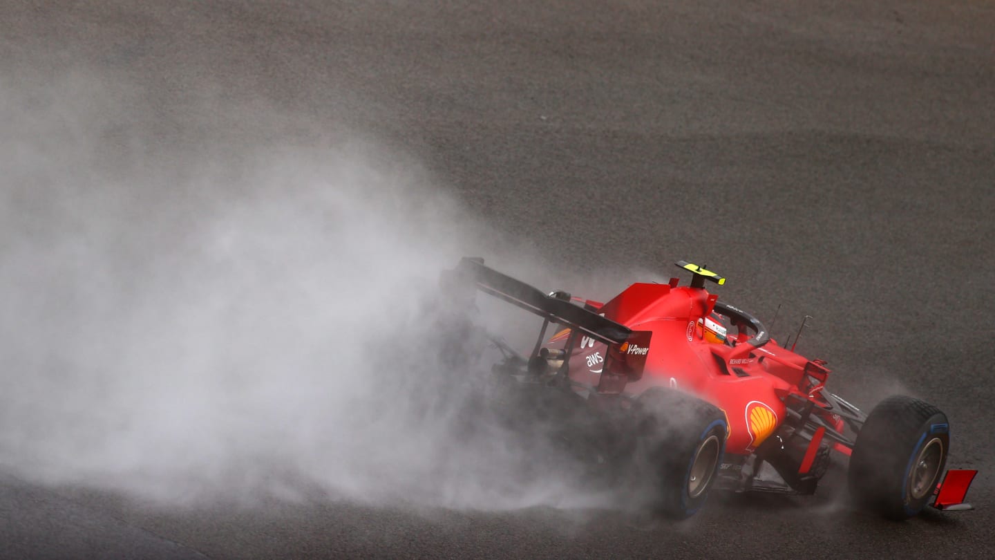 SPA, BELGIUM - AUGUST 28: Carlos Sainz of Spain driving the (55) Scuderia Ferrari SF21 during