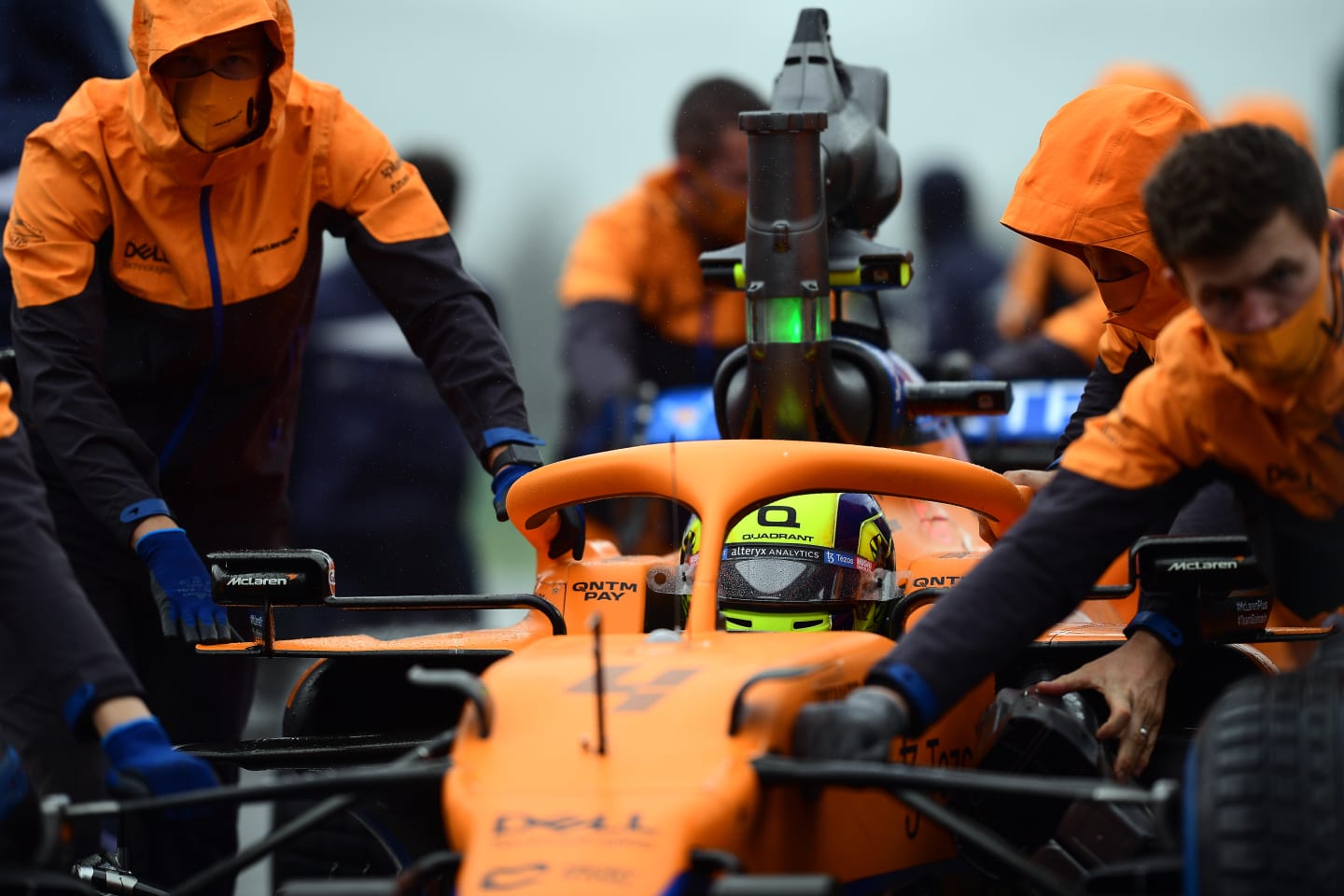 SPA, BELGIUM - AUGUST 29: Lando Norris of Great Britain and McLaren F1 prepares to drive on the grid prior to the F1 Grand Prix of Belgium at Circuit de Spa-Francorchamps on August 29, 2021 in Spa, Belgium. (Photo by Mario Renzi - Formula 1/Formula 1 via Getty Images)