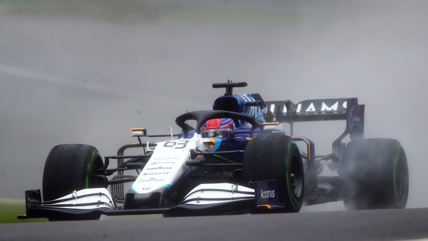 SPA, BELGIUM - AUGUST 29: George Russell of Great Britain driving the (63) Williams Racing FW43B