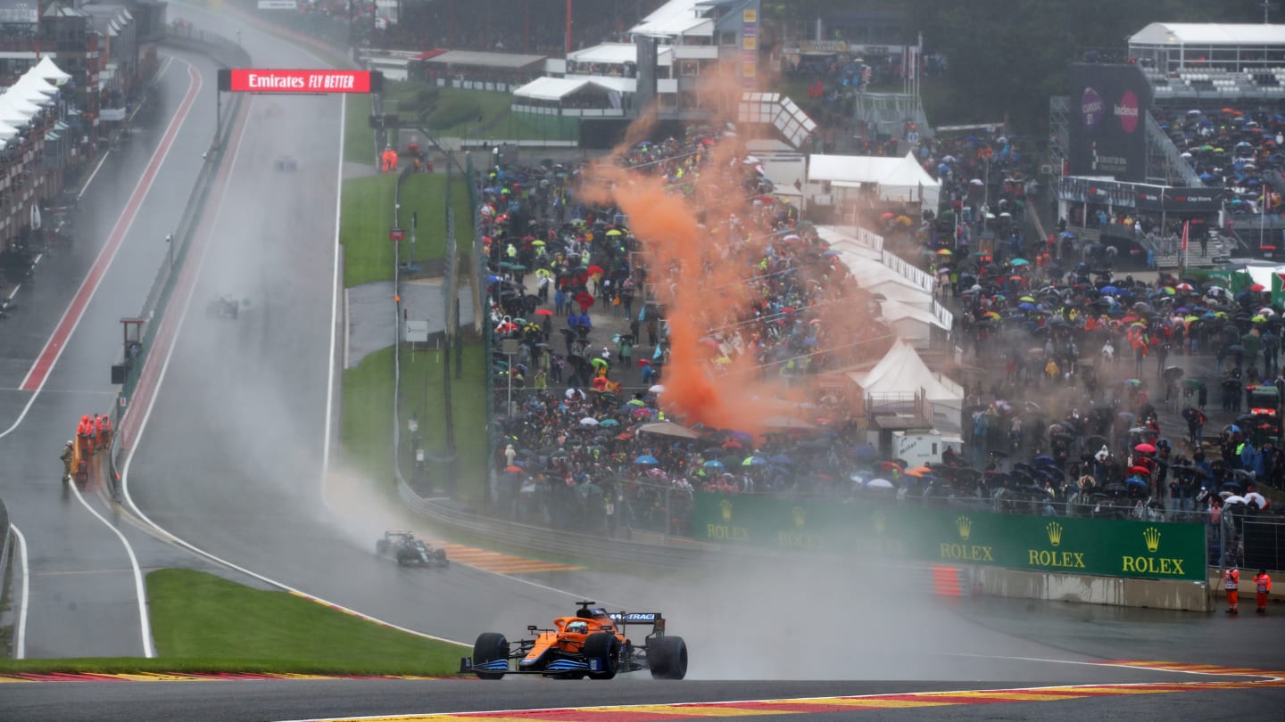 SPA, BELGIUM - AUGUST 29: Daniel Ricciardo of Australia driving the (3) McLaren F1 Team MCL35M