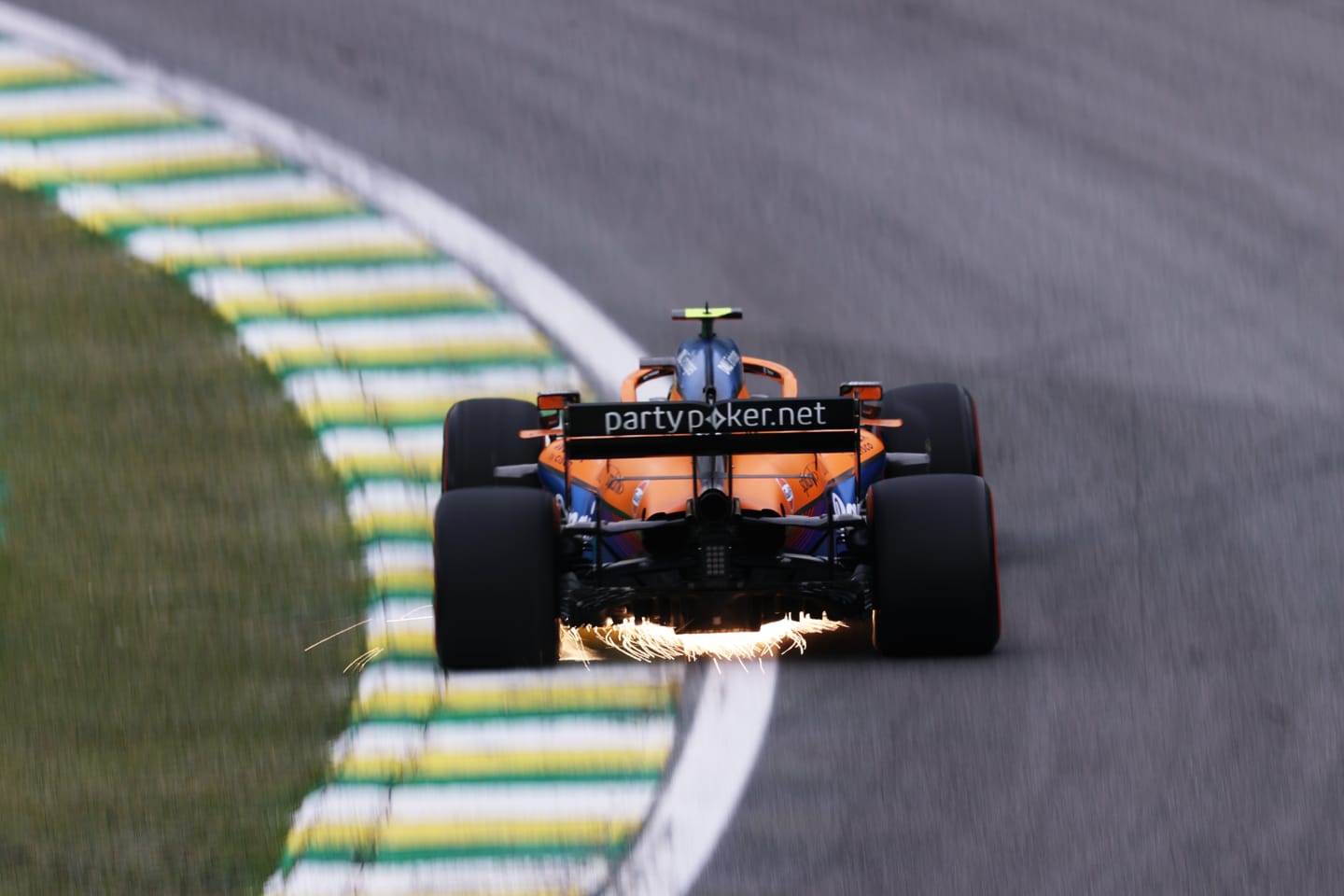 SAO PAULO, BRAZIL - NOVEMBER 12: Lando Norris of Great Britain driving the (4) McLaren F1 Team MCL35M Mercedes during qualifying ahead of the F1 Grand Prix of Brazil at Autodromo Jose Carlos Pace on November 12, 2021 in Sao Paulo, Brazil. (Photo by Lars Baron/Getty Images)