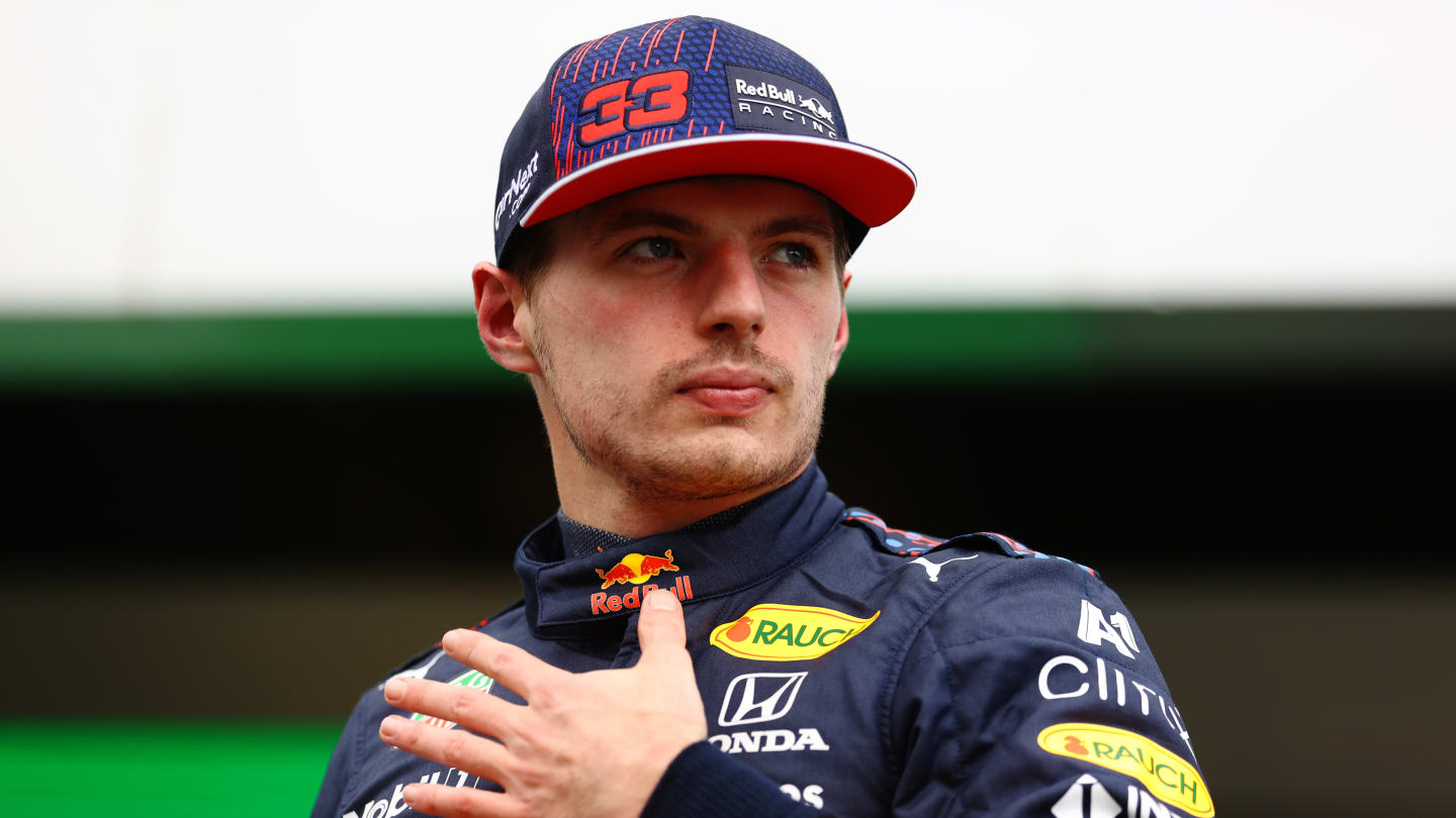 SAO PAULO, BRAZIL - NOVEMBER 12: Second place qualifier Max Verstappen of Netherlands and Red Bull