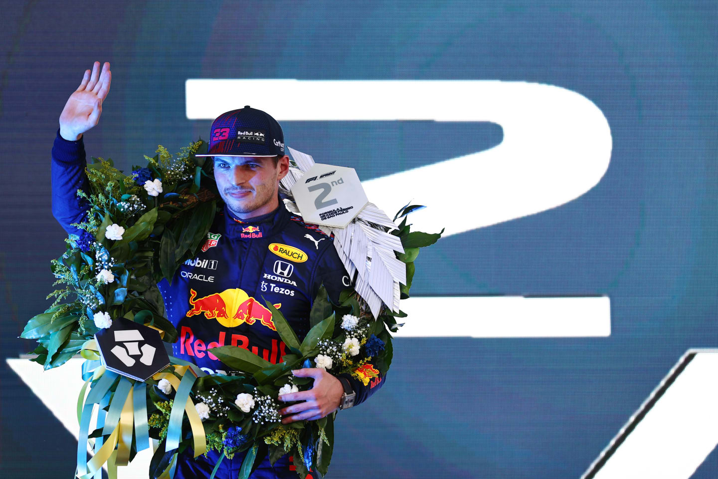 SAO PAULO, BRAZIL - NOVEMBER 13: Second placed Max Verstappen of Netherlands and Red Bull Racing