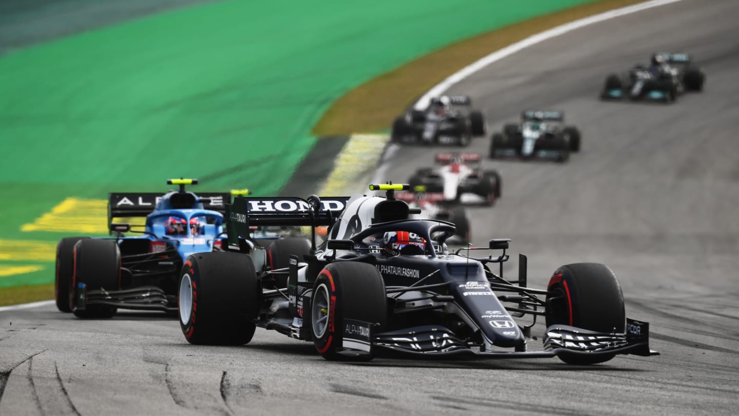 SAO PAULO, BRAZIL - NOVEMBER 13: Pierre Gasly of France driving the (10) Scuderia AlphaTauri AT02