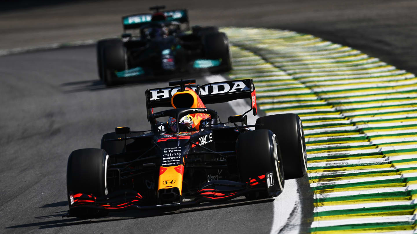 SAO PAULO, BRAZIL - NOVEMBER 14: Max Verstappen of the Netherlands driving the (33) Red Bull Racing