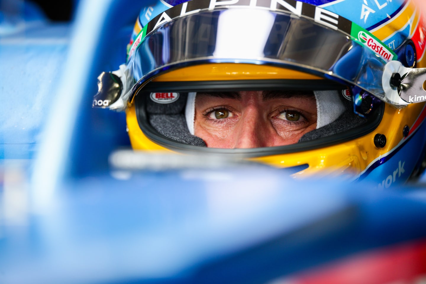 SAO PAULO, BRAZIL - NOVEMBER 14: Fernando Alonso of Alpine F1 and Spain  during the F1 Grand Prix of Brazil at Autodromo Jose Carlos Pace on November 14, 2021 in Sao Paulo, Brazil. (Photo by Peter Fox/Getty Images)