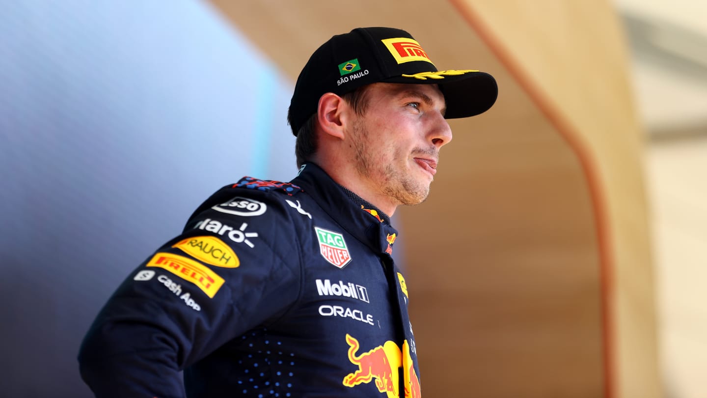 SAO PAULO, BRAZIL - NOVEMBER 14: Second placed Max Verstappen of Netherlands and Red Bull Racing
