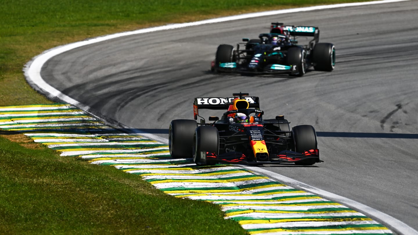 SAO PAULO, BRAZIL - NOVEMBER 14: Max Verstappen of the Netherlands driving the (33) Red Bull Racing