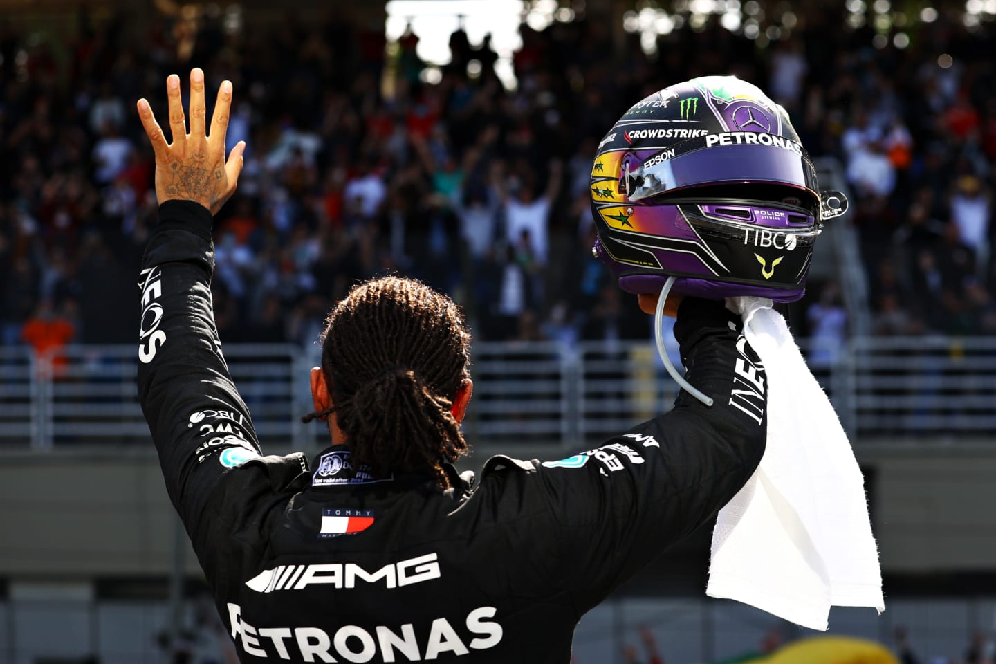 SAO PAULO, BRAZIL - NOVEMBER 14: Race winner Lewis Hamilton of Great Britain and Mercedes GP