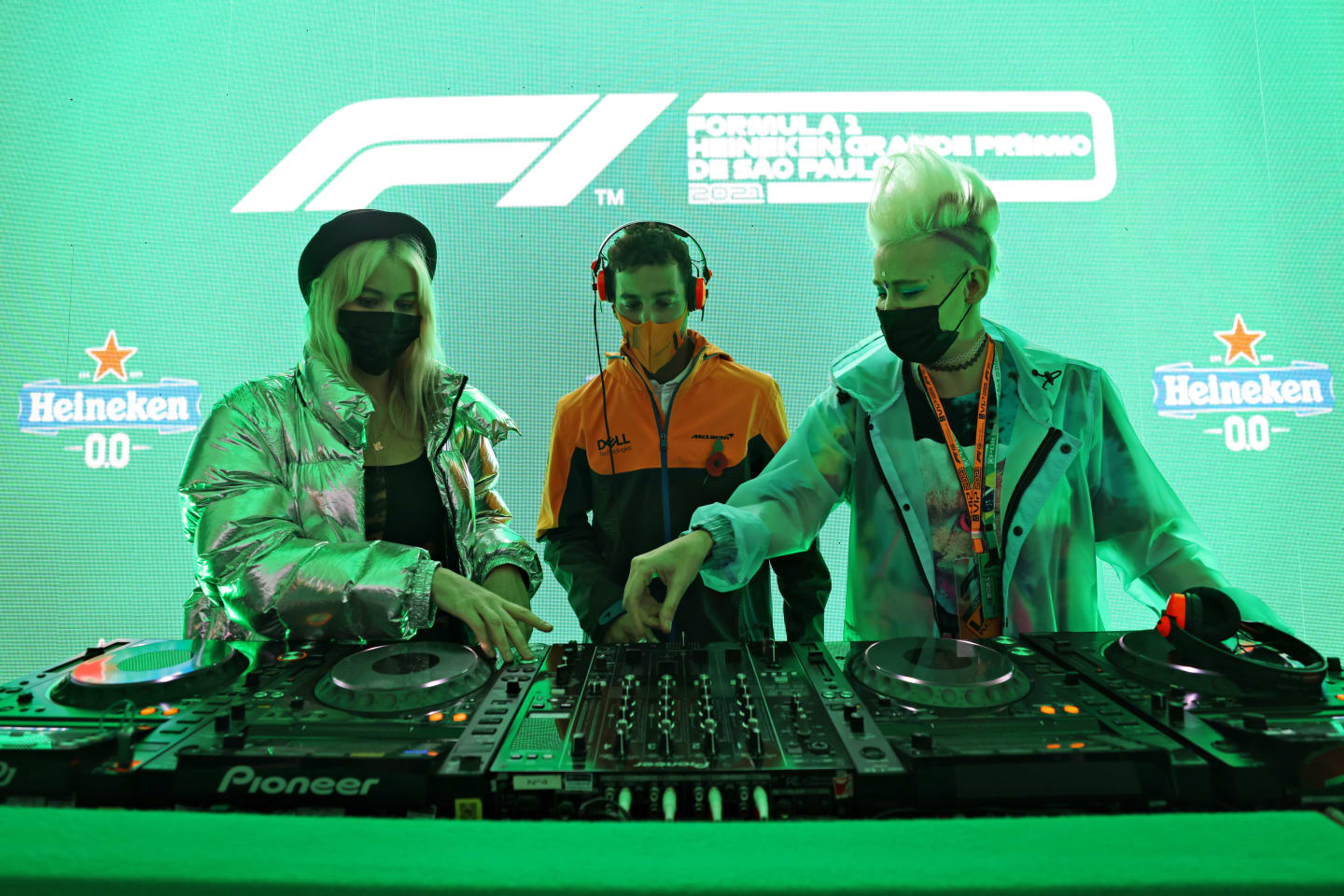 SAO PAULO, BRAZIL - NOVEMBER 11: Australian DJ duo NERVO and HeinekenÂ®ï¸  kick off the race