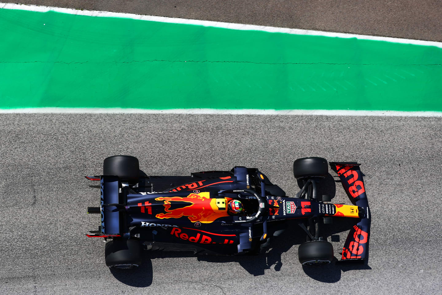 IMOLA, ITALY - APRIL 16:  Sergio Perez of Mexico driving the (11) Red Bull Racing RB16B Honda