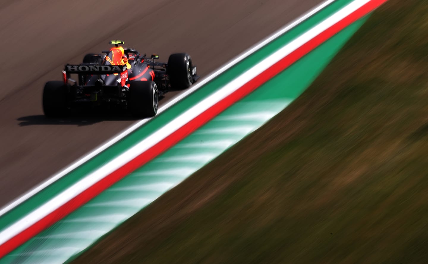 IMOLA, ITALY - APRIL 16: Sergio Perez of Mexico driving the (11) Red Bull Racing RB16B Honda on
