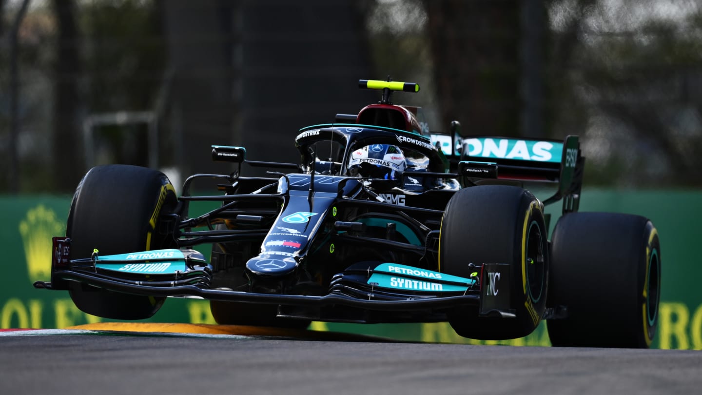 IMOLA, ITALY - APRIL 16: Valtteri Bottas of Finland driving the (77) Mercedes AMG Petronas F1 Team