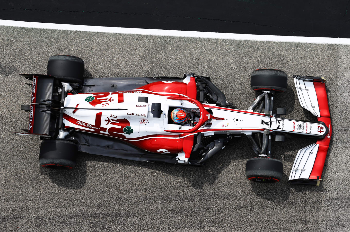 IMOLA, ITALY - APRIL 17: Kimi Raikkonen of Finland driving the (7) Alfa Romeo Racing C41 Ferrari in
