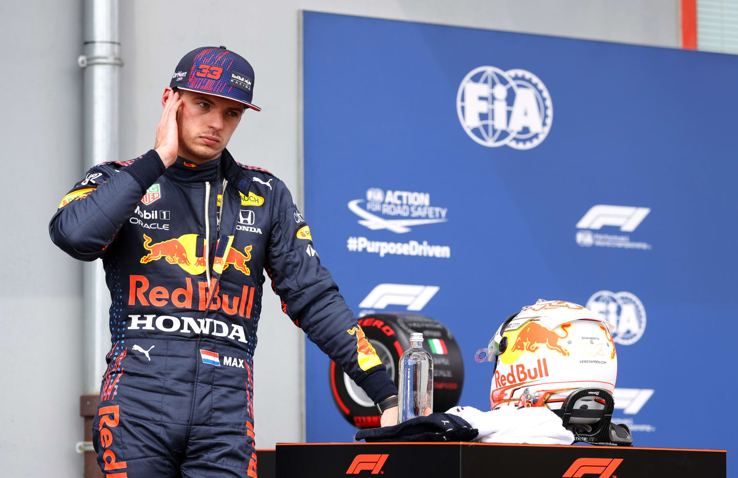 IMOLA, ITALY - APRIL 17: Third place qualifier Max Verstappen of Netherlands and Red Bull Racing