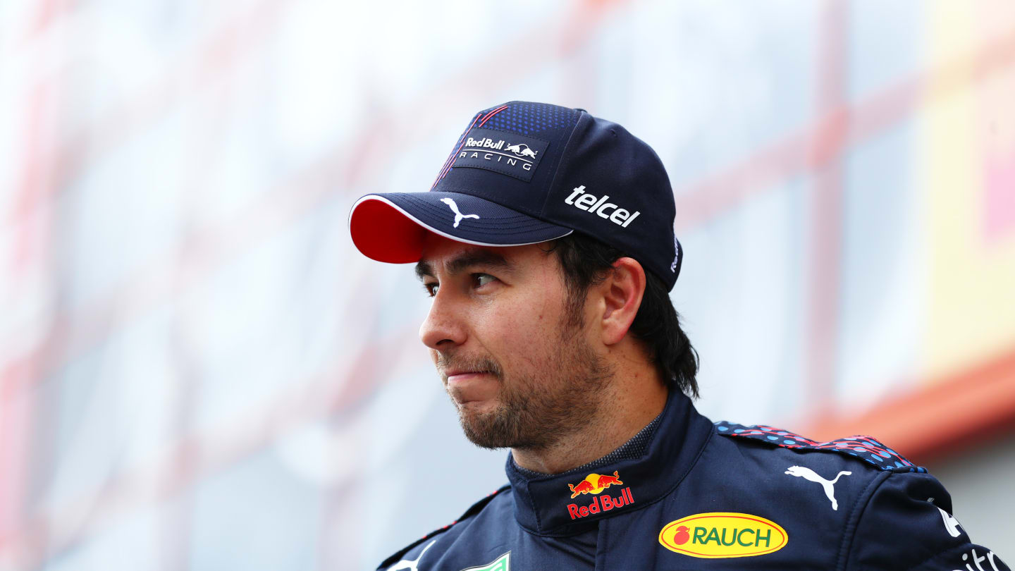 IMOLA, ITALY - APRIL 17: Second place qualifier Sergio Perez of Mexico and Red Bull Racing looks on