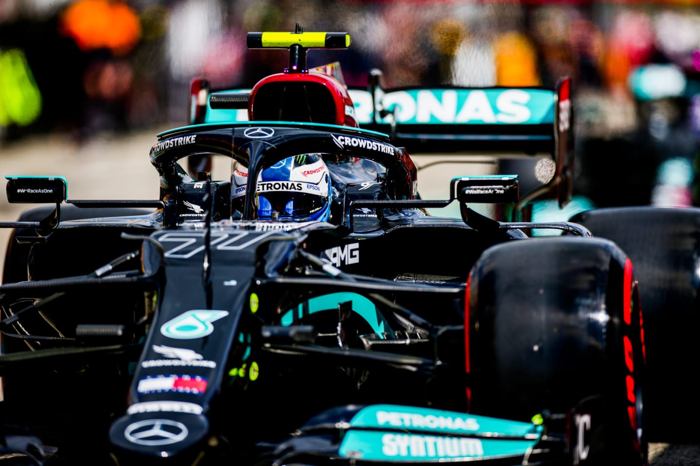 IMOLA, ITALY - APRIL 17: Valterri Bottas of Mercedes and Finland  qualifying ahead of the F1 Grand