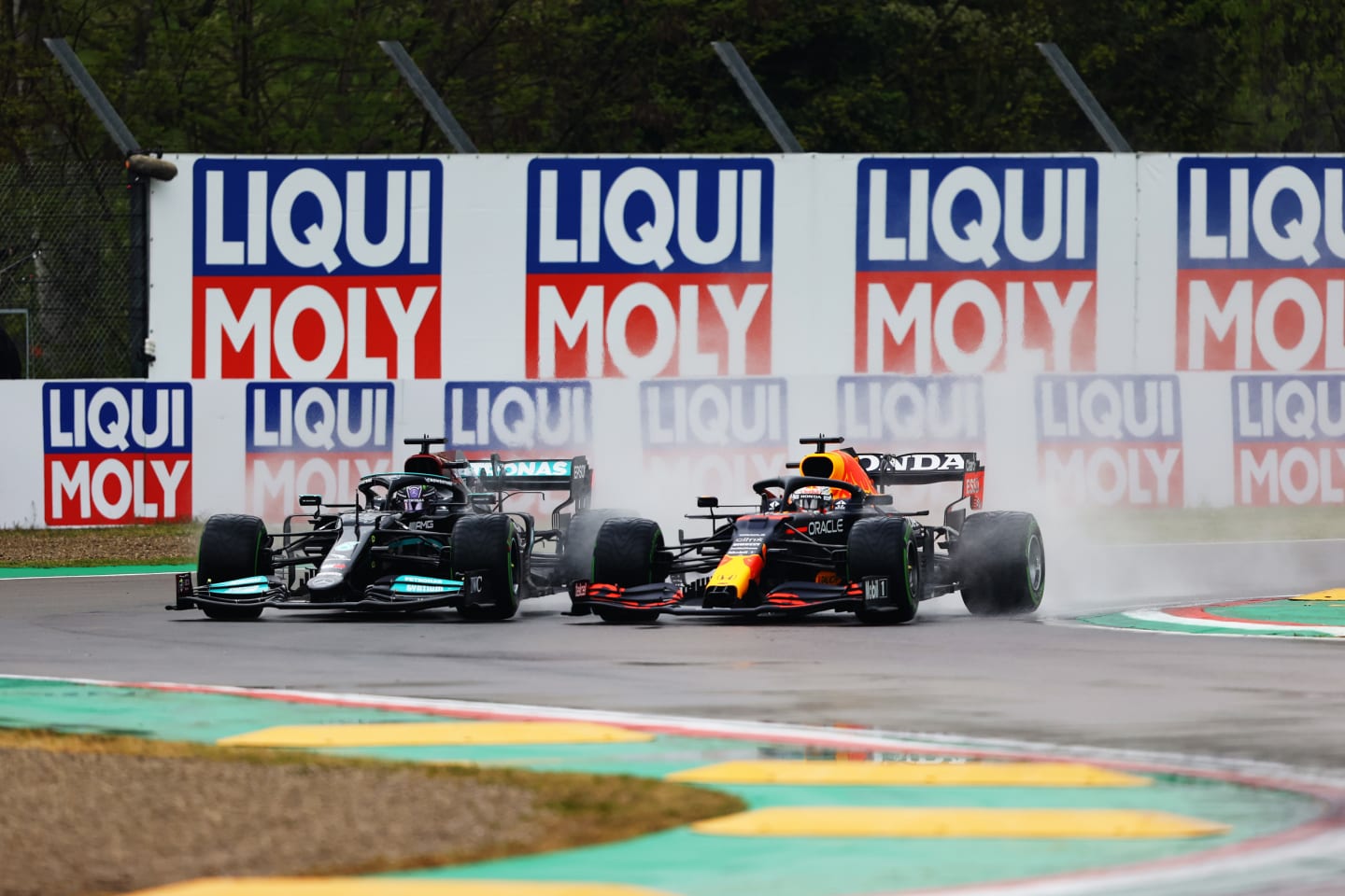 IMOLA, ITALY - APRIL 18: Lewis Hamilton of Great Britain driving the (44) Mercedes AMG Petronas F1