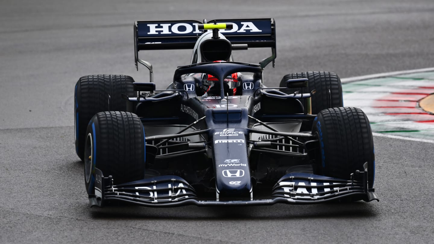 IMOLA, ITALY - APRIL 18: Pierre Gasly of France driving the (10) Scuderia AlphaTauri AT02 Honda