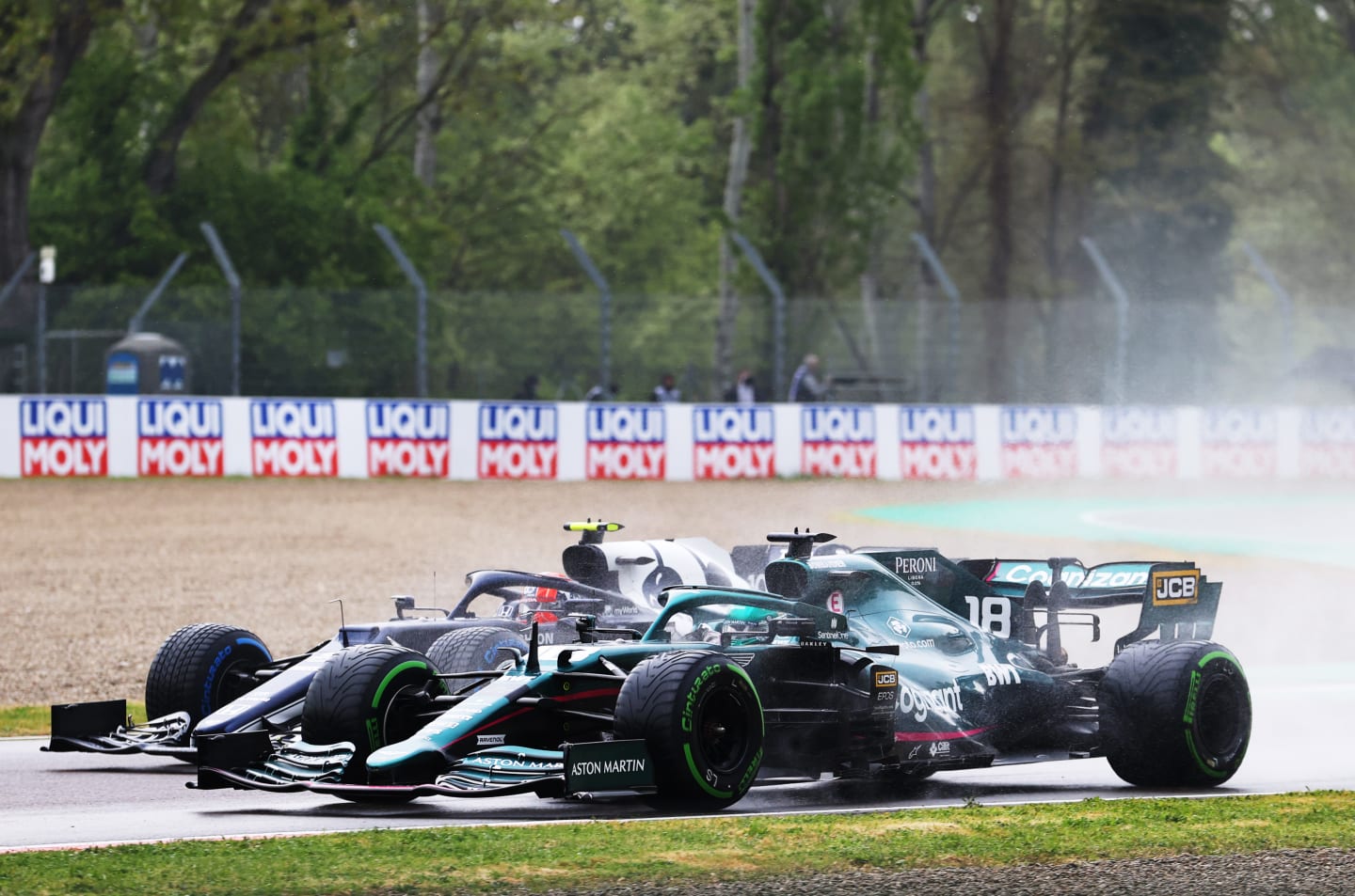 IMOLA, ITALY - APRIL 18: Lance Stroll of Canada driving the (18) Aston Martin AMR21 Mercedes and