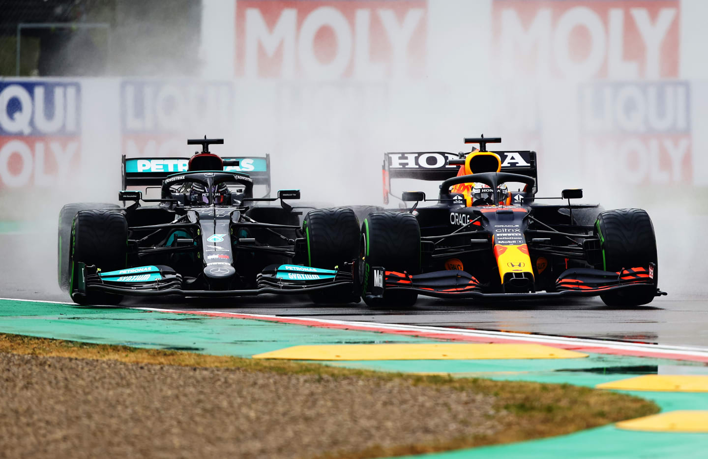 IMOLA, ITALY - APRIL 18: Lewis Hamilton of Great Britain driving the (44) Mercedes AMG Petronas F1