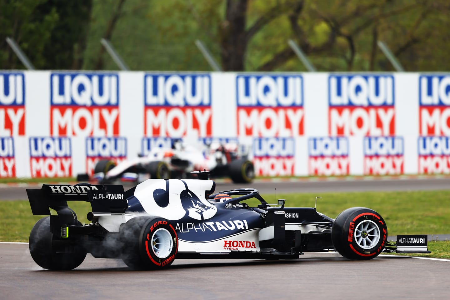 IMOLA, ITALY - APRIL 18: Yuki Tsunoda of Japan driving the (22) Scuderia AlphaTauri AT02 Honda