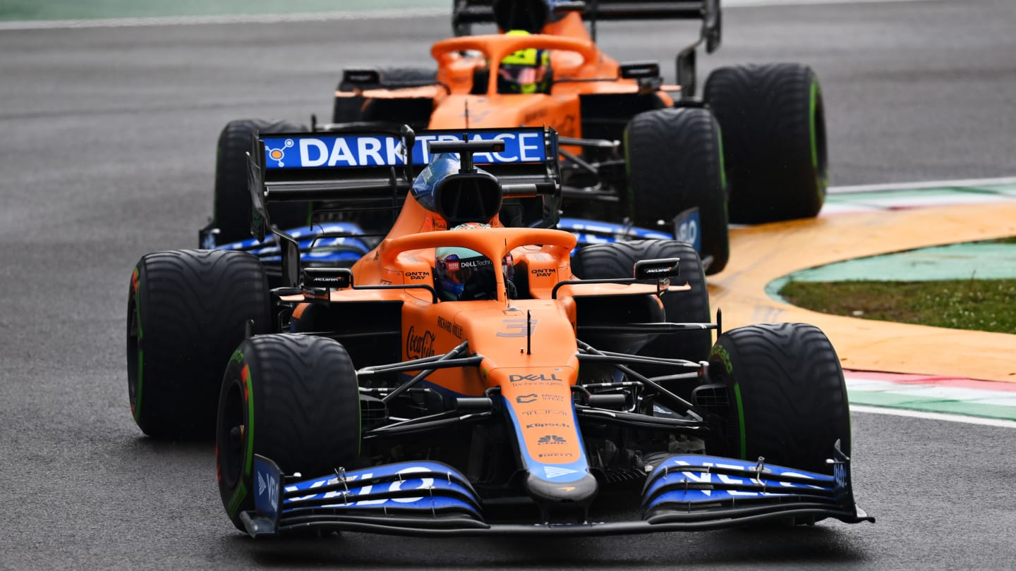 IMOLA, ITALY - APRIL 18: Daniel Ricciardo of Australia driving the (3) McLaren F1 Team MCL35M
