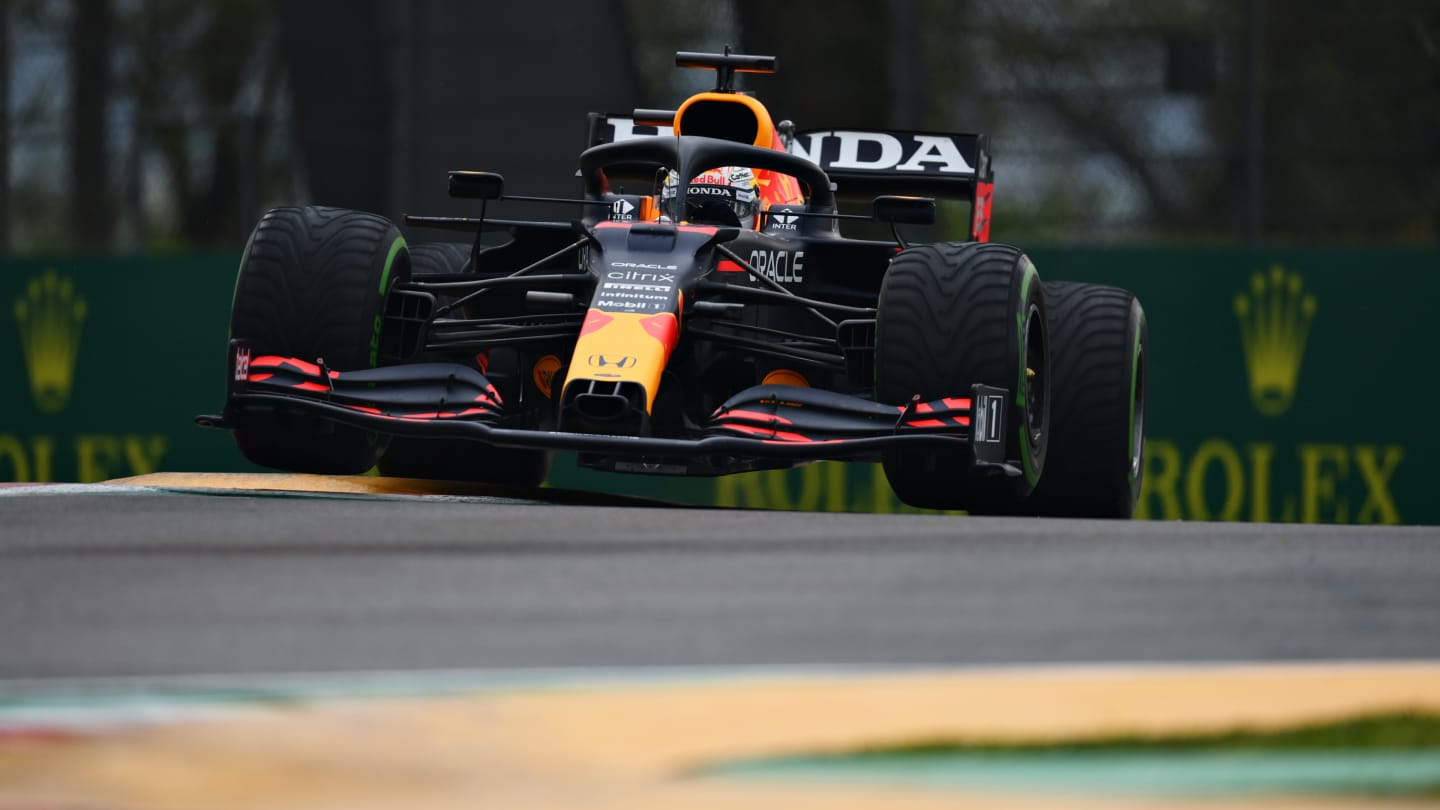 IMOLA, ITALY - APRIL 18: Max Verstappen of the Netherlands driving the (33) Red Bull Racing RB16B