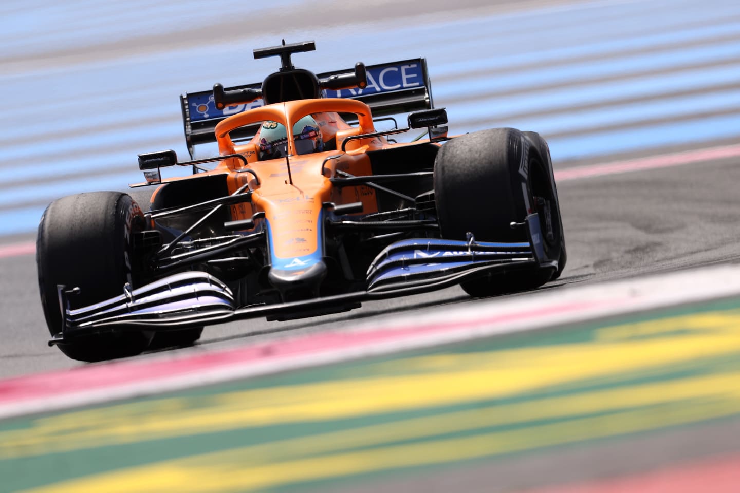 LE CASTELLET, FRANCE - JUNE 18: Daniel Ricciardo of Australia driving the (3) McLaren F1 Team MCL35M Mercedes on track during practice ahead of the F1 Grand Prix of France at Circuit Paul Ricard on June 18, 2021 in Le Castellet, France. (Photo by Clive Rose/Getty Images)