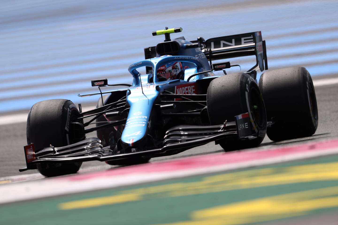 LE CASTELLET, FRANCE - JUNE 18: Esteban Ocon of France driving the (31) Alpine A521 Renault on track during practice ahead of the F1 Grand Prix of France at Circuit Paul Ricard on June 18, 2021 in Le Castellet, France. (Photo by Clive Rose/Getty Images)