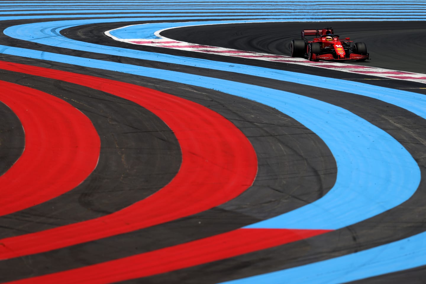 LE CASTELLET, FRANCE - JUNE 18: Charles Leclerc of Monaco driving the (16) Scuderia Ferrari SF21 on