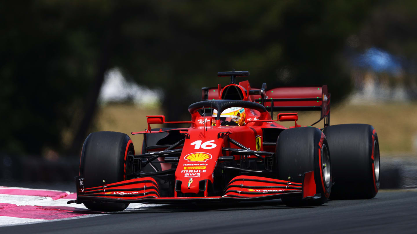 LE CASTELLET, FRANCE - JUNE 18: Charles Leclerc of Monaco driving the (16) Scuderia Ferrari SF21 on
