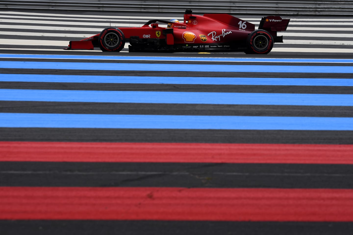 LE CASTELLET, FRANCE - JUNE 19: Charles Leclerc of Monaco driving the (16) Scuderia Ferrari SF21 on track during final practice ahead of the F1 Grand Prix of France at Circuit Paul Ricard on June 19, 2021 in Le Castellet, France. (Photo by Rudy Carezzevoli/Getty Images)