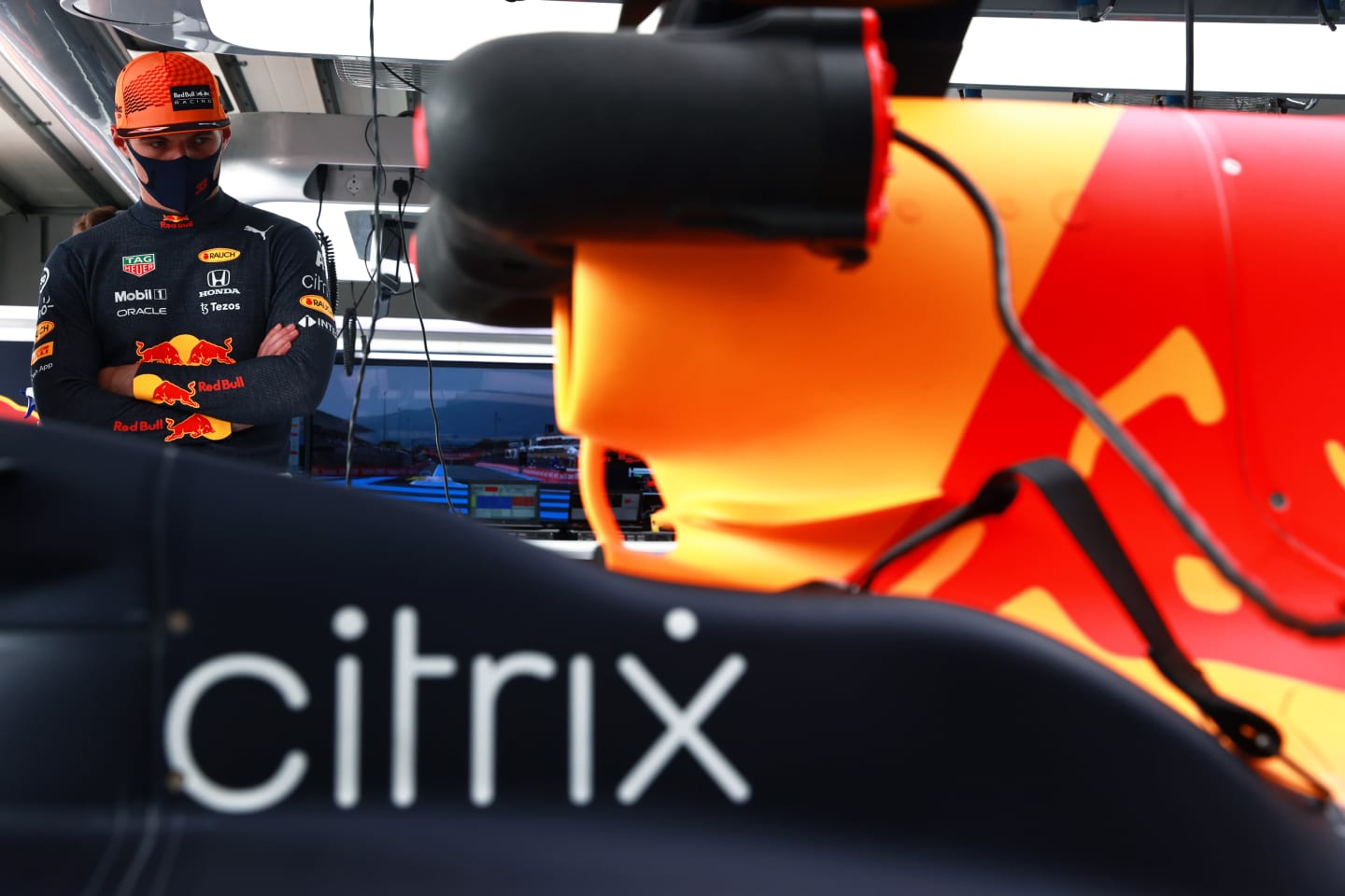 LE CASTELLET, FRANCE - JUNE 19: Max Verstappen of Netherlands and Red Bull Racing prepares to drive in the garage during qualifying ahead of the F1 Grand Prix of France at Circuit Paul Ricard on June 19, 2021 in Le Castellet, France. (Photo by Mark Thompson/Getty Images)