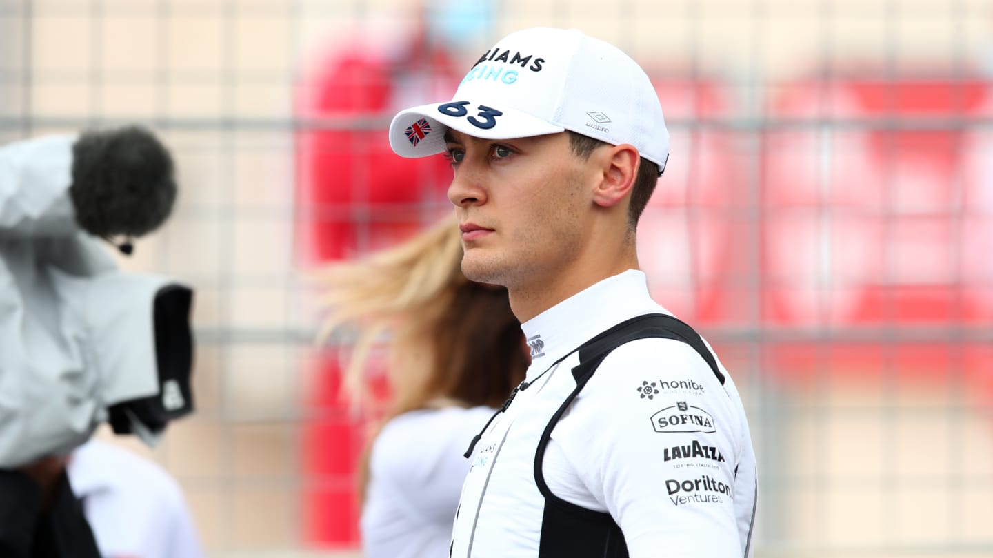 LE CASTELLET, FRANCE - JUNE 20: George Russell of Great Britain and Williams looks on from the grid during the F1 Grand Prix of France at Circuit Paul Ricard on June 20, 2021 in Le Castellet, France. (Photo by Joe Portlock - Formula 1/Formula 1 via Getty Images)