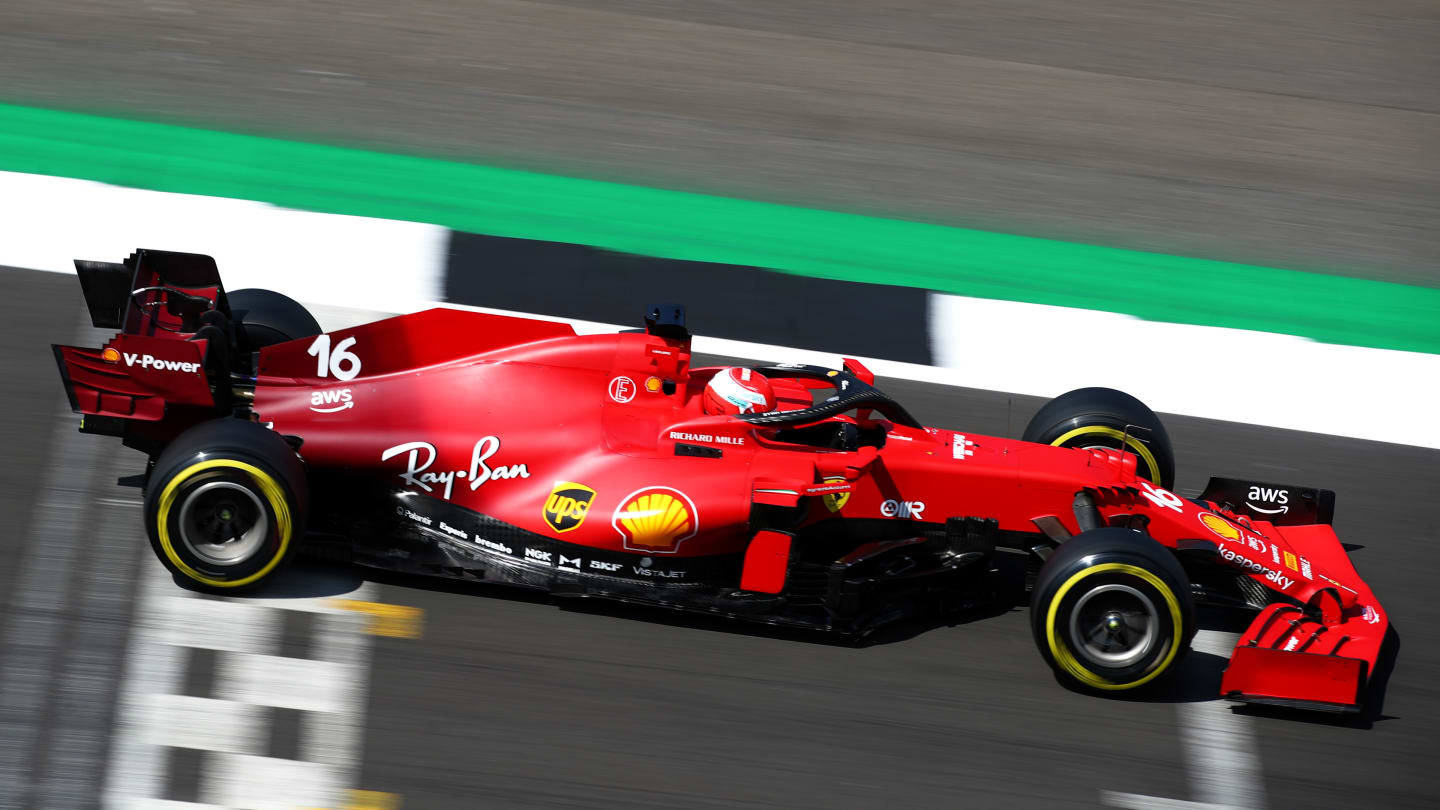NORTHAMPTON, ENGLAND - JULY 16: Charles Leclerc of Monaco driving the (16) Scuderia Ferrari SF21