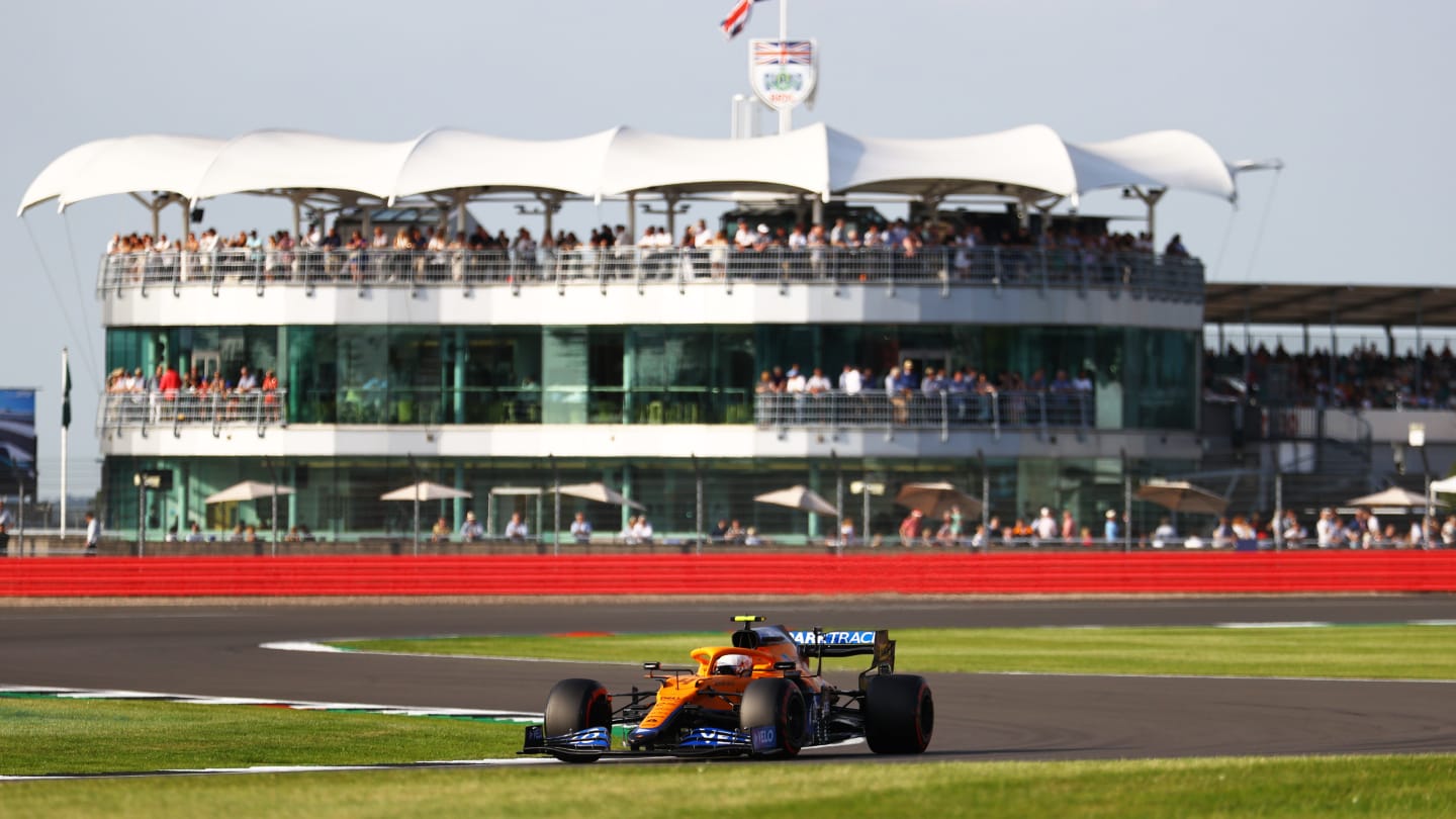 NORTHAMPTON, ENGLAND - JULY 16: Lando Norris of Great Britain driving the (4) McLaren F1 Team