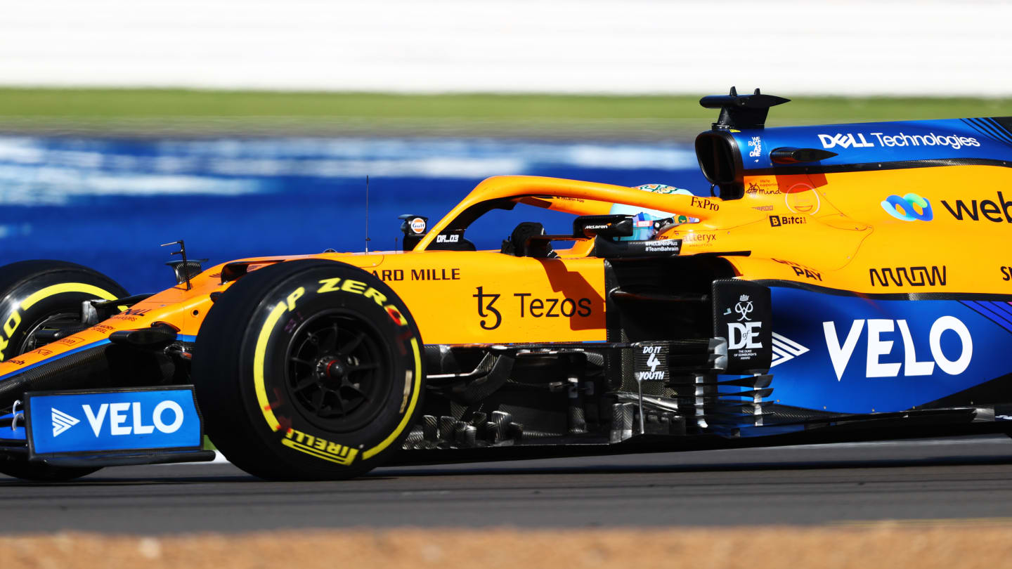 NORTHAMPTON, ENGLAND - JULY 17: Daniel Ricciardo of Australia driving the (3) McLaren F1 Team