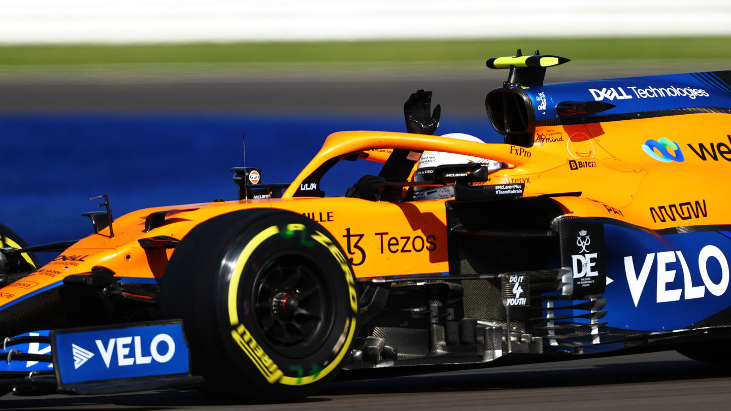 NORTHAMPTON, ENGLAND - JULY 17: Lando Norris of Great Britain driving the (4) McLaren F1 Team