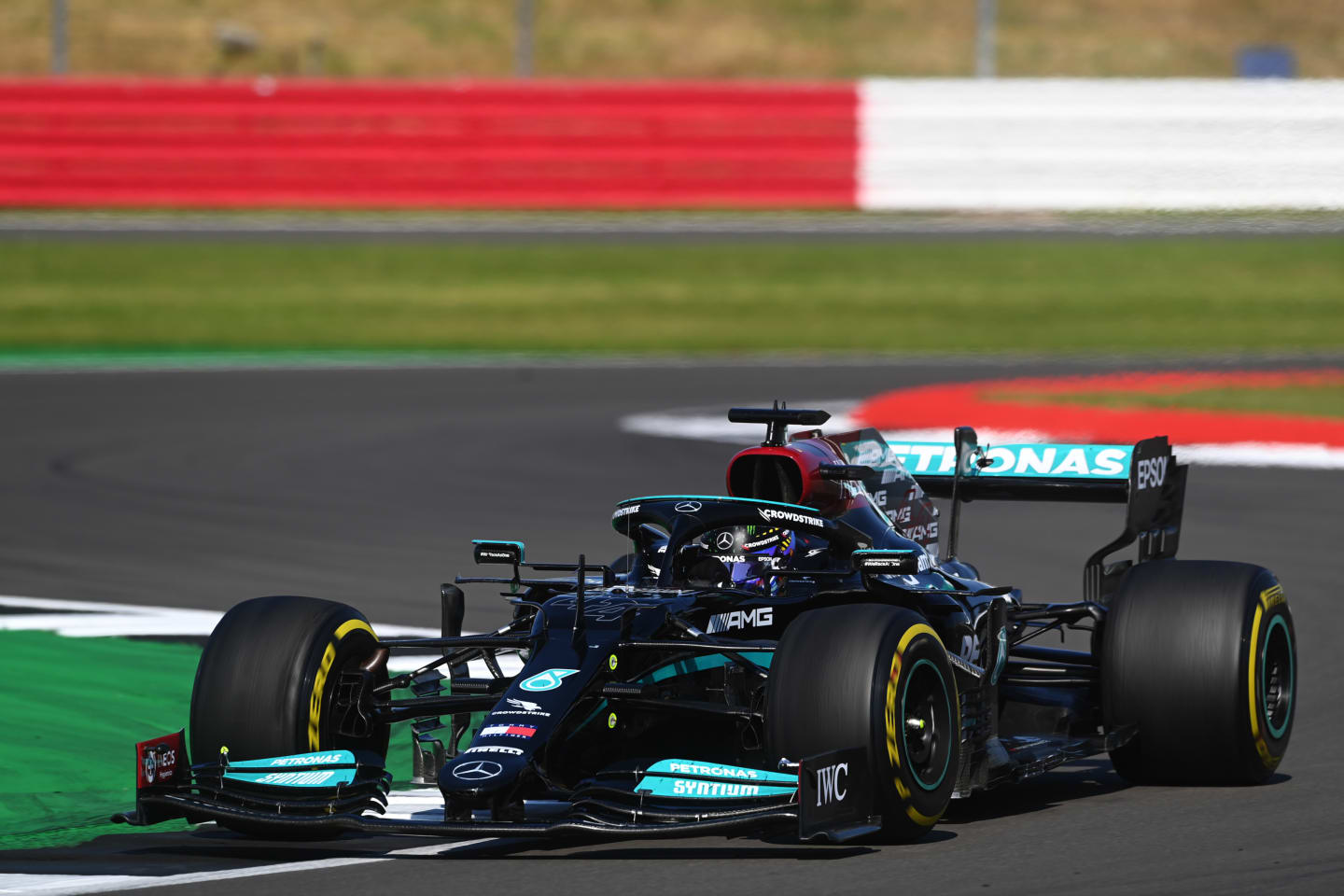 NORTHAMPTON, ENGLAND - JULY 18: Lewis Hamilton of Great Britain driving the (44) Mercedes AMG