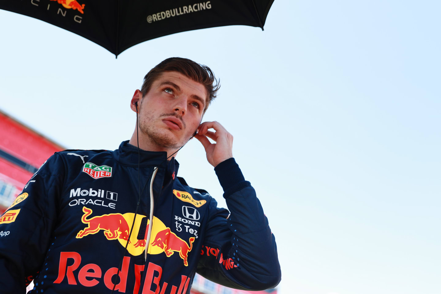 NORTHAMPTON, ENGLAND - JULY 18: Max Verstappen of Netherlands and Red Bull Racing prepares to drive on the grid before the F1 Grand Prix of Great Britain at Silverstone on July 18, 2021 in Northampton, England. (Photo by Mark Thompson/Getty Images)