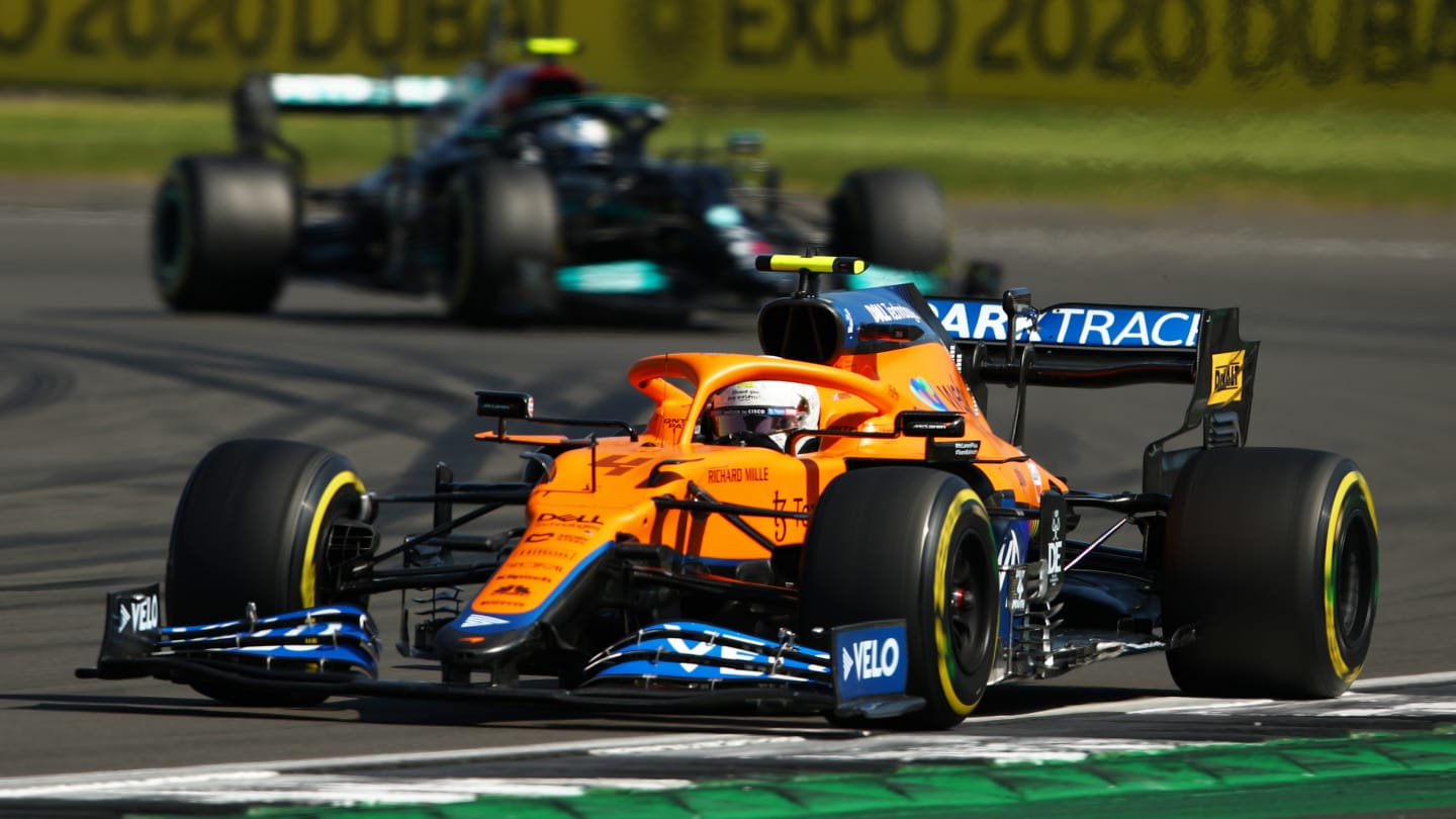 NORTHAMPTON, ENGLAND - JULY 18: Lando Norris of Great Britain driving the (4) McLaren F1 Team